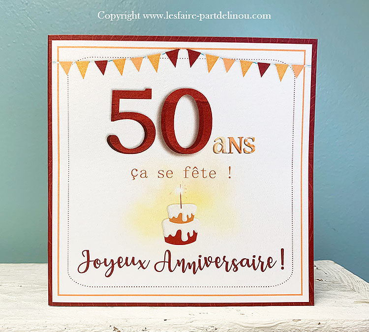 Carte anniversaire 50 ans - Méga Fête