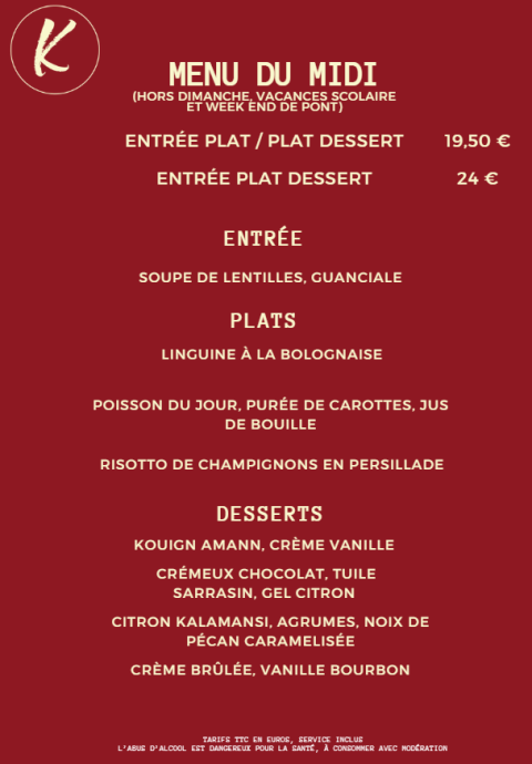 MENU DU MIDI